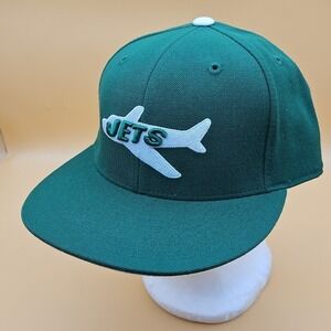 New York Jets Mitchell & Ness Hat Cap Fitted Size 7 1/4 Green Airplane NFL